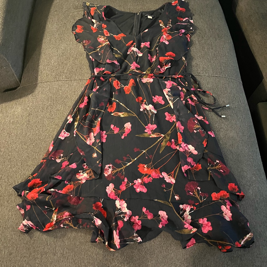Tommy Hilfiger Black Dress With Red And Pink Accents